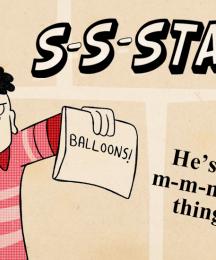 A comic strip character with the word 'S-S-Stan!' above it