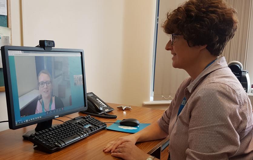 Speech & Language Therapists A Speech and Language Therapist speaking to a client over the computer
