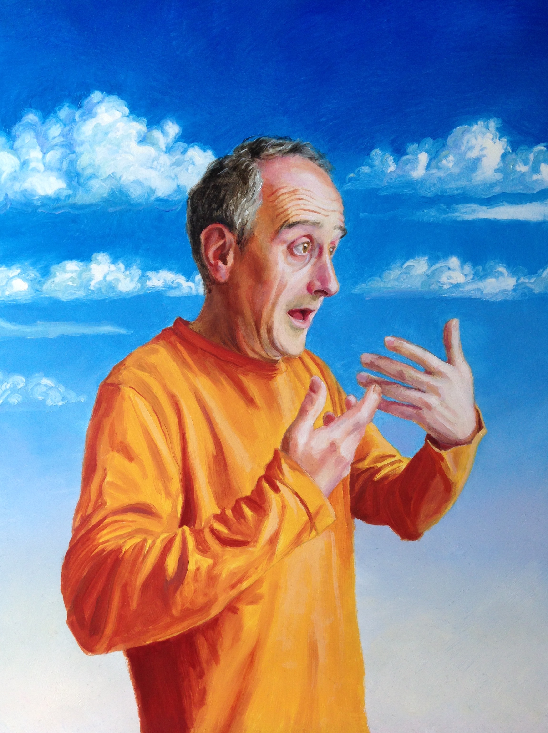 Artwork of a man whilst stammering, by Paul Aston