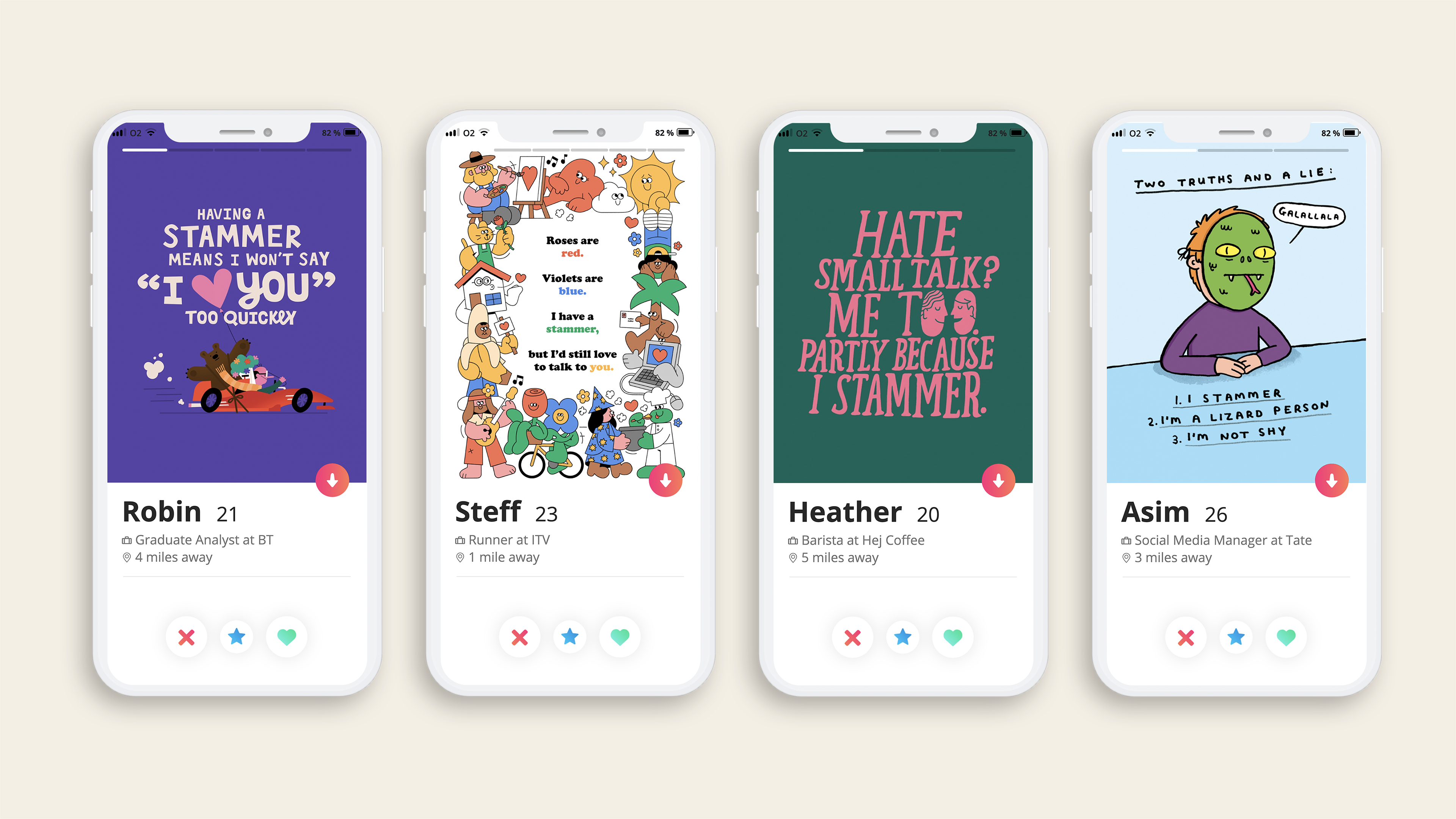 Our set of dating app cards available to download