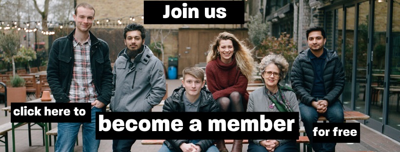 Group shot of Stamma members, with text saying 'Become a member for free'